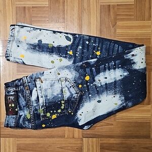 FWRD painted, destroyed knees jeans